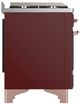 Ilve® Majestic III 48" Burgundy Pro Style Dual Fuel Natural Gas Range with French Top and Copper Trim-4