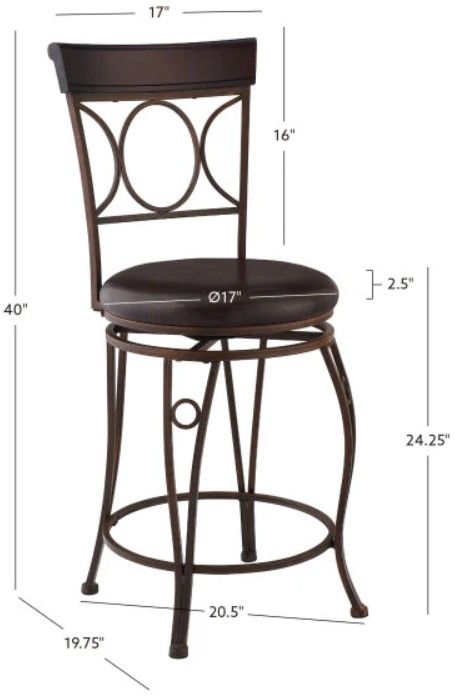 Linon Circles Dark Brown Counter Stool-2