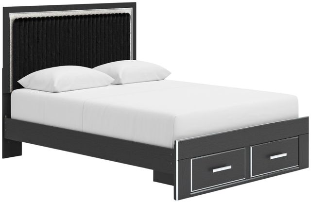 Signature Design by Ashley® Zuraleus Black Queen Upholstered Storage Panel Bed-1