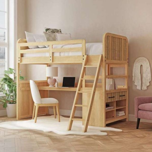 Elements International Ridgemont Natural Youth Loft Bunk Bed-1