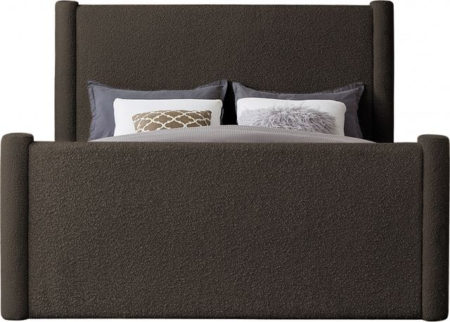 Meridian Furniture Elias Brown King Boucle Fabric Upholstered Panel Bed-2