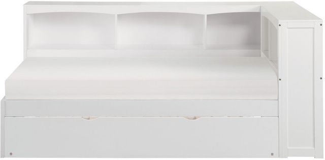 Homelegance® Galen White Youth Twin Corner Platform Storage Bookcase Bed-2