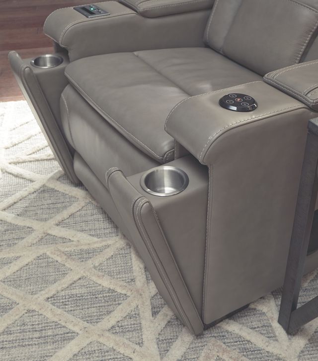 Signature Design by Ashley® Boerna Gray Power Recliner with Adjustable Headrest-4