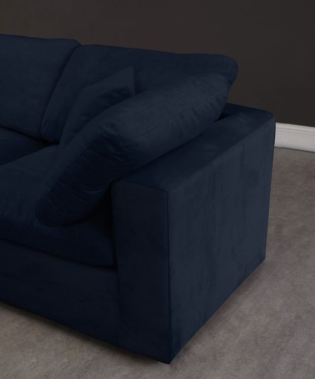 Meridian Furniture Cozy 6-Piece Navy Velvet Cloud Modular Sectional-4