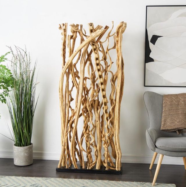Deco Marche Brown Wood Tree Handmade Single Panel Partition Room Divider-1