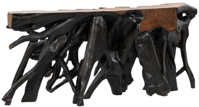 Classic Home Cypress Brown 70-71" Console Table with Black Base-2