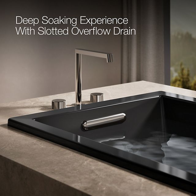 KOHLER® Underscore® Black 60" x 32" Drop-In Heated Whirlpool Bath-4
