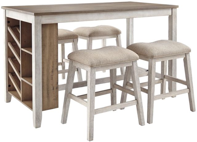 Signature Design by Ashley® Skempton 5-Piece White/Light Brown Counter Height Dining Set-0