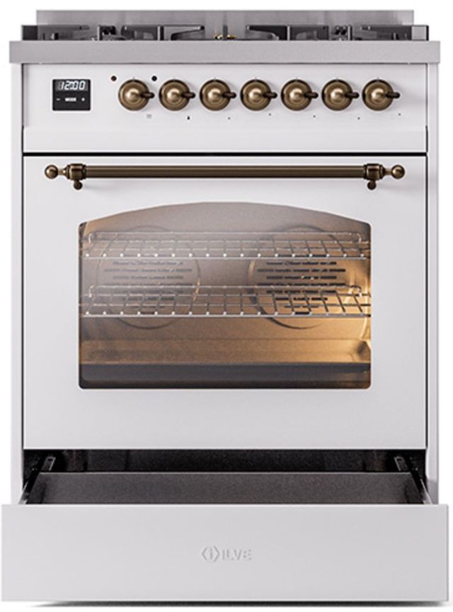 Ilve® Nostalgie II Series 30" White Pro Style Dual Fuel Range-2