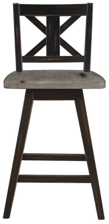 Homelegance® Amsonia Distressed Gray/Black Swivel Counter Height Chair-2