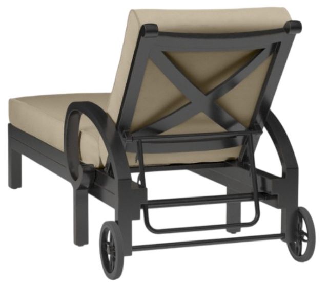 Sunset West Monterey Old World Copper Aluminum Outdoor Single Chaise with Linen Stone Cushion-2