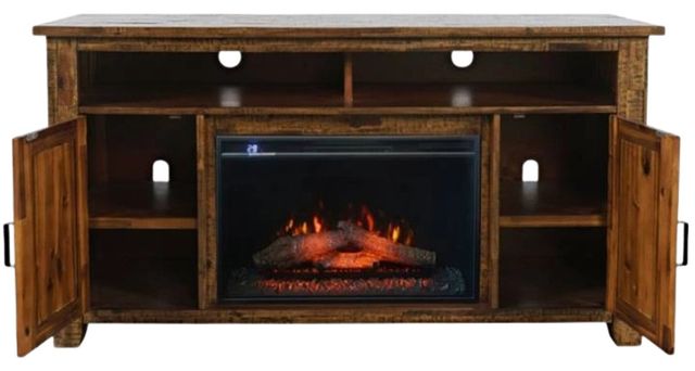 Jofran Inc. Cannon Valley Brown 60'' Fireplace with Logset-3