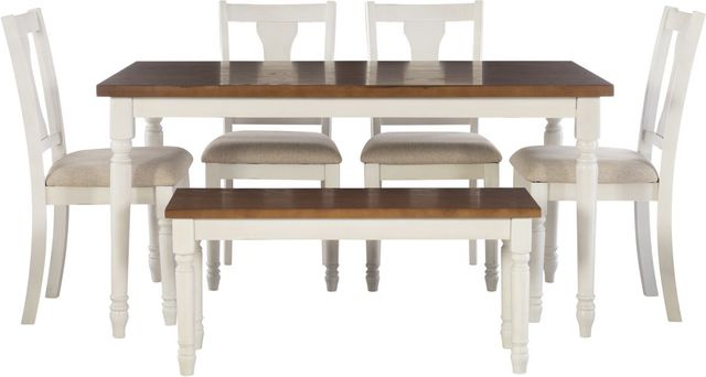Powell® Willow 6-Piece Honey Brown/Vanilla White Dining Set-1
