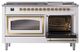 Ilve® Nostalgie II Noblesse 60'' White Pro Style Dual Fuel Range with Brass Trim-4