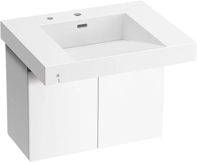 KOHLER® Constellation™ Glacier White 30" Wall-Mount Lavatory System and White Powder-Coated Shroud-0