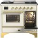 Ilve® Majestic III 40" Antique White Pro Style Dual Fuel Natural Gas Range with Triple Glass Door and Brass Trim-2