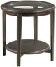 Hammary® Whitaker Glass Top Round End Table with Black Denim Base-0