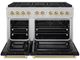 ZLINE Autograph Edition Paramount 48" 6.7 Cu. Ft. Satin Stainless Steel Dual Fuel Range with 8 Burner DuoPro™ Cooktop and Dual Ovens with Black Matte Doors and Champagne Bronze Accents-4