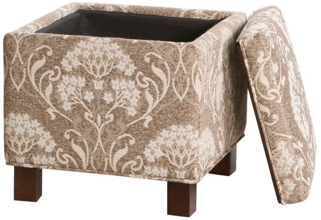Olliix by Madison Park Taupe Shelley Square Storage Ottoman with Pillows-1