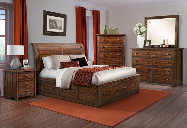 Elements International Dawson Creek Dark Wood Sleigh Storage Bedroom-2