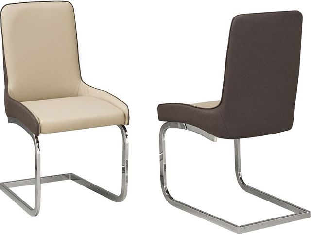 Brassex Inc. Donatello 2-Piece Brown/Chrome Dining Chair Set-2