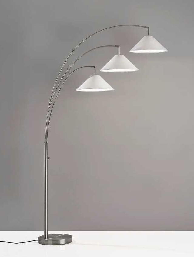 Adesso® Braxton Brushed Steel 3-Arm Arc Floor Lamp-4