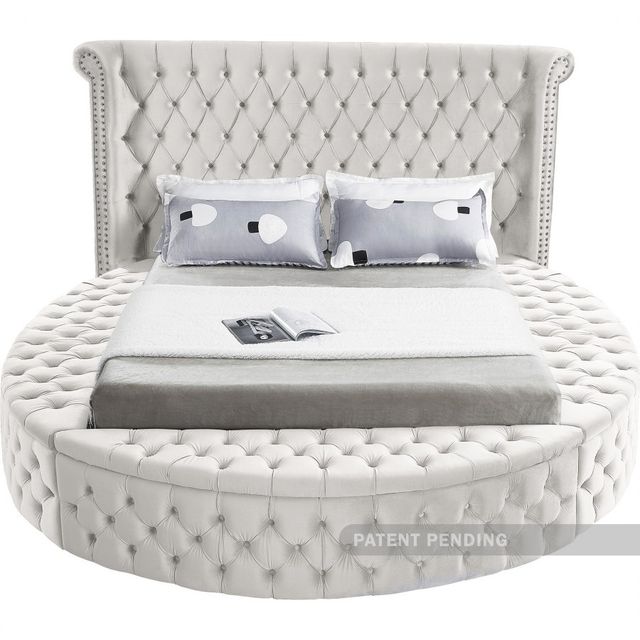 Meridian Furniture Luxus Cream Full Upholstered Sleigh Storage Bed-1