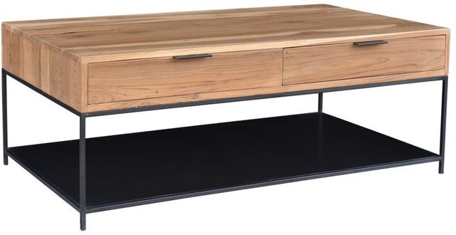 Moe's Home Collection Joliet Natural Coffee Table with Black Metal Frame-1