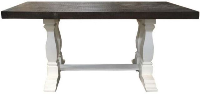 Million Dollar Rustic Pine Island Weathered White Dining Table-0