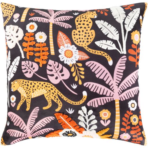 Surya Safari Bright Orange 18"x18" Toss Pillow with Polyester Insert-0
