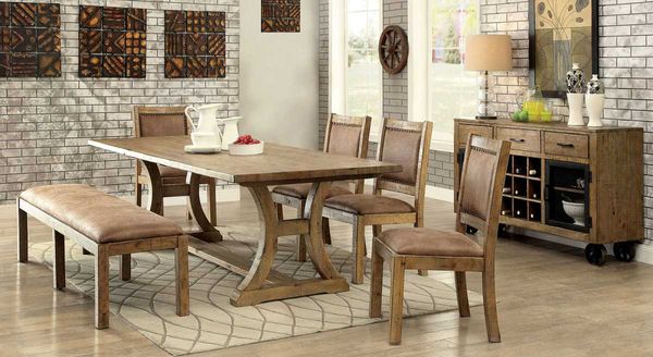 Furniture of America Gillam 6-Piece Rustic Oak Dining Set