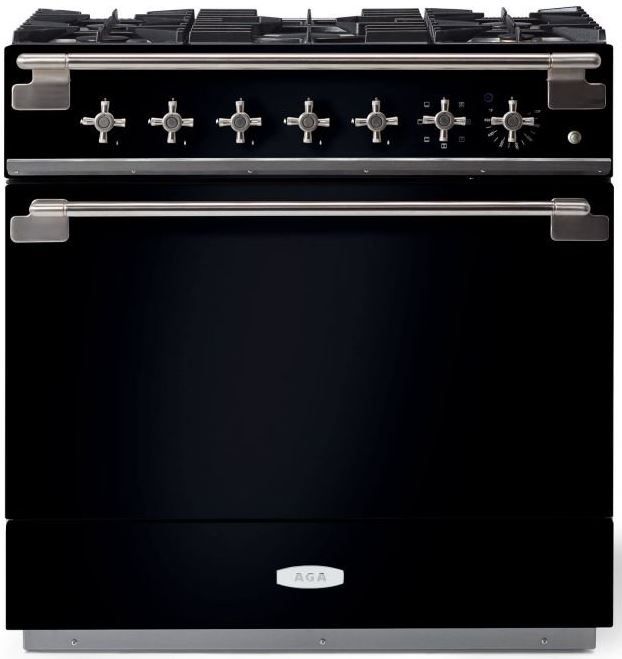 AGA™ Elise 36" Gloss Black Pro Style Dual Fuel Range-0
