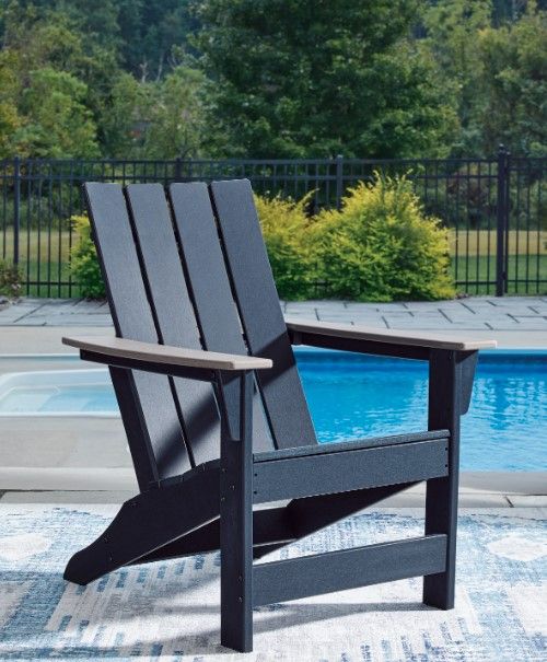 Signature Design by Ashley® Mabry Shores Driftwood/Navy Blue Aluminum Outdoor Adirondack Chair-1
