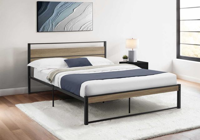 Monarch Specialties Inc. Dark Taupe/Black Metal Platform Queen Bed-2