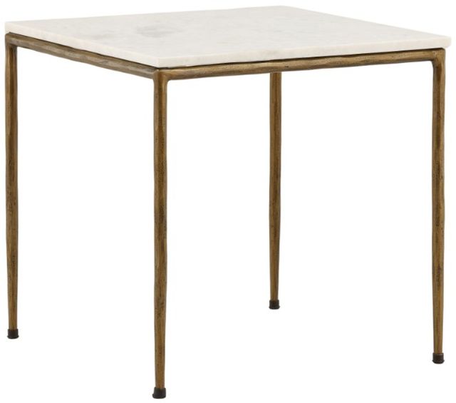 Dovetail Furniture Perujia White Side Table with Antique Brass Base-0