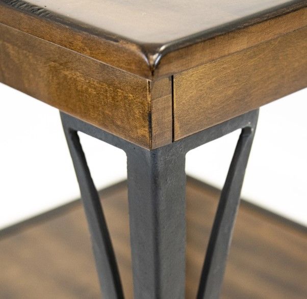 Intercon District Cool Copper Chairside Table with Black Base-2