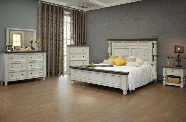 International Furniture Direct Stone Gray King Bed-2