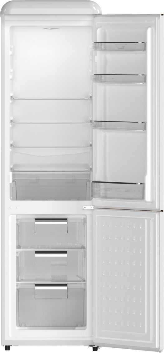 FORNO® Storico Alta Qualita 22" 9 Cu. Ft. White Retro Counter Depth Bottom Freezer Refrigerator with Copper Tone Handle-1