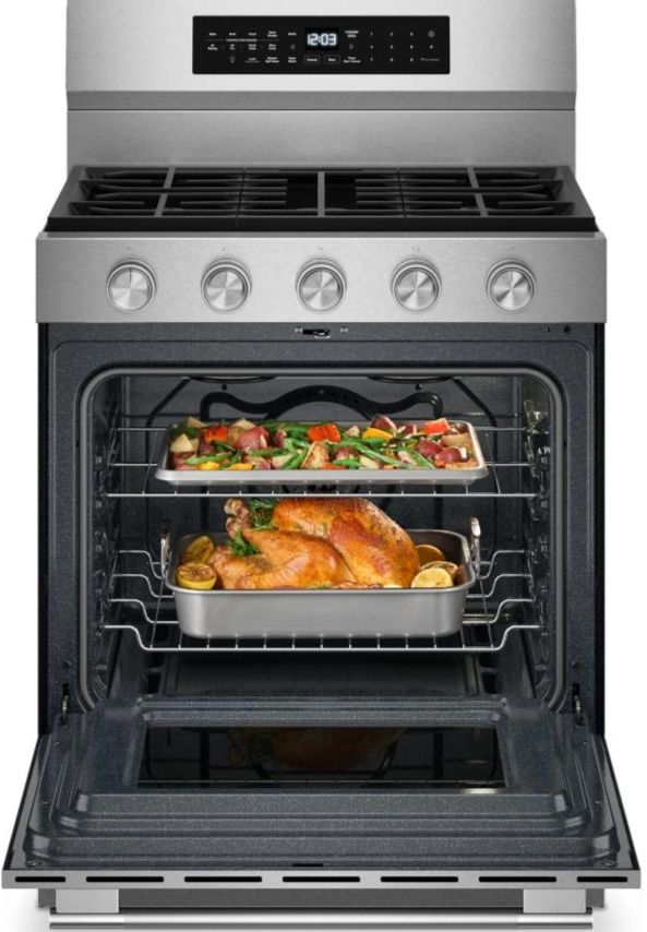 KitchenAid® 30" PrintShield™ Stainless Steel Smart Freestanding Gas Range with Convection Cooking Modes-2