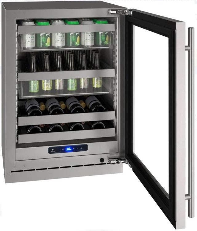 U-Line® 5 Class 24" Stainless Steel Beverage Center with LED Lighting-2