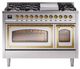 Ilve® Nostalgie II Noblesse 48'' Stainless Steel Pro Style Dual Fuel Range with Brass Trim-0