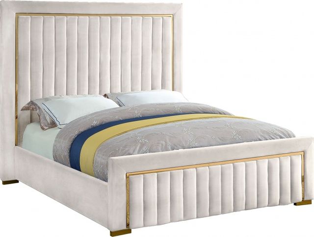 Meridian Furniture Dolce Cream Queen Upholstered Panel Bed-0