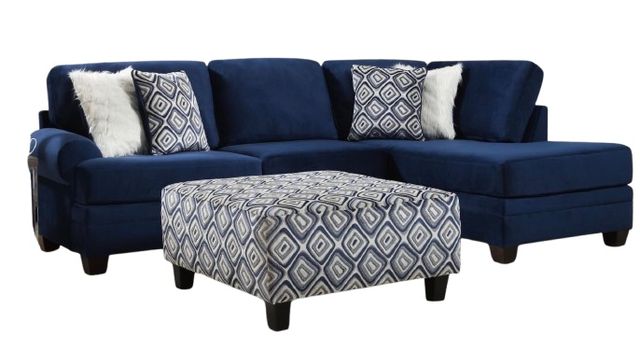 Albany Industries 2-Piece Groovy Navy Right-Arm Facing Chaise Sectional-0