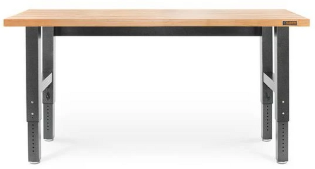 Gladiator® Hammered Granite 6' Adjustable Height Hardwood Workbench with Black Metal Legs-1