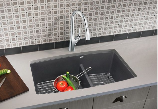Front view of a Blanco undermount sink