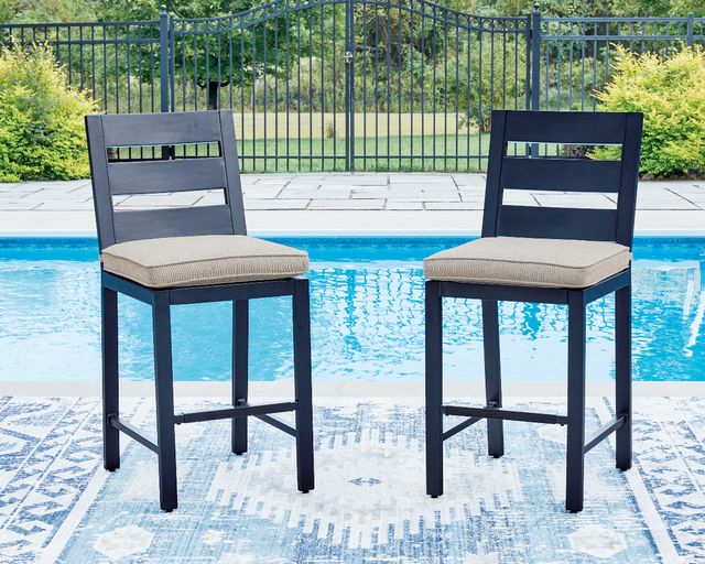 Signature Design by Ashley® Mabry Shores 2-Piece Navy Blue Aluminum/Fabric Outdoor Bar Stool-1