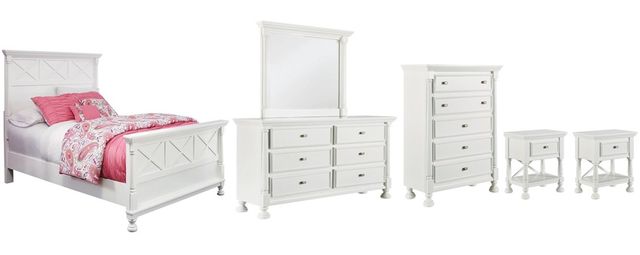 Signature Design by Ashley® Kaslyn 6-Piece White Queen Panel Bed Set-0