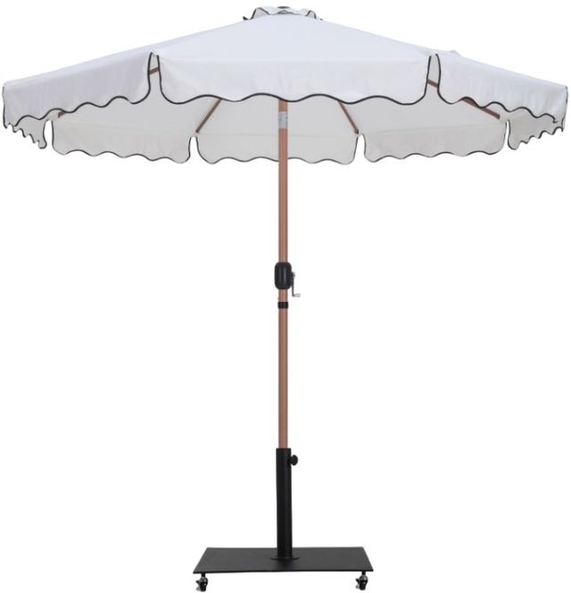 Meridian Furniture Amalfi White Aluminum Outdoor Patio Umbrella and Base-0