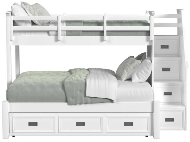 Elements International Hampton Kids White Youth Twin/Full Loft Bed with Staircase and Trundle-2