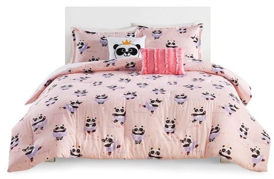Olliix by Urban Habitat Kids Piper Blush Full/Queen Ballerina Panda Cotton Reversible Comforter Set-0